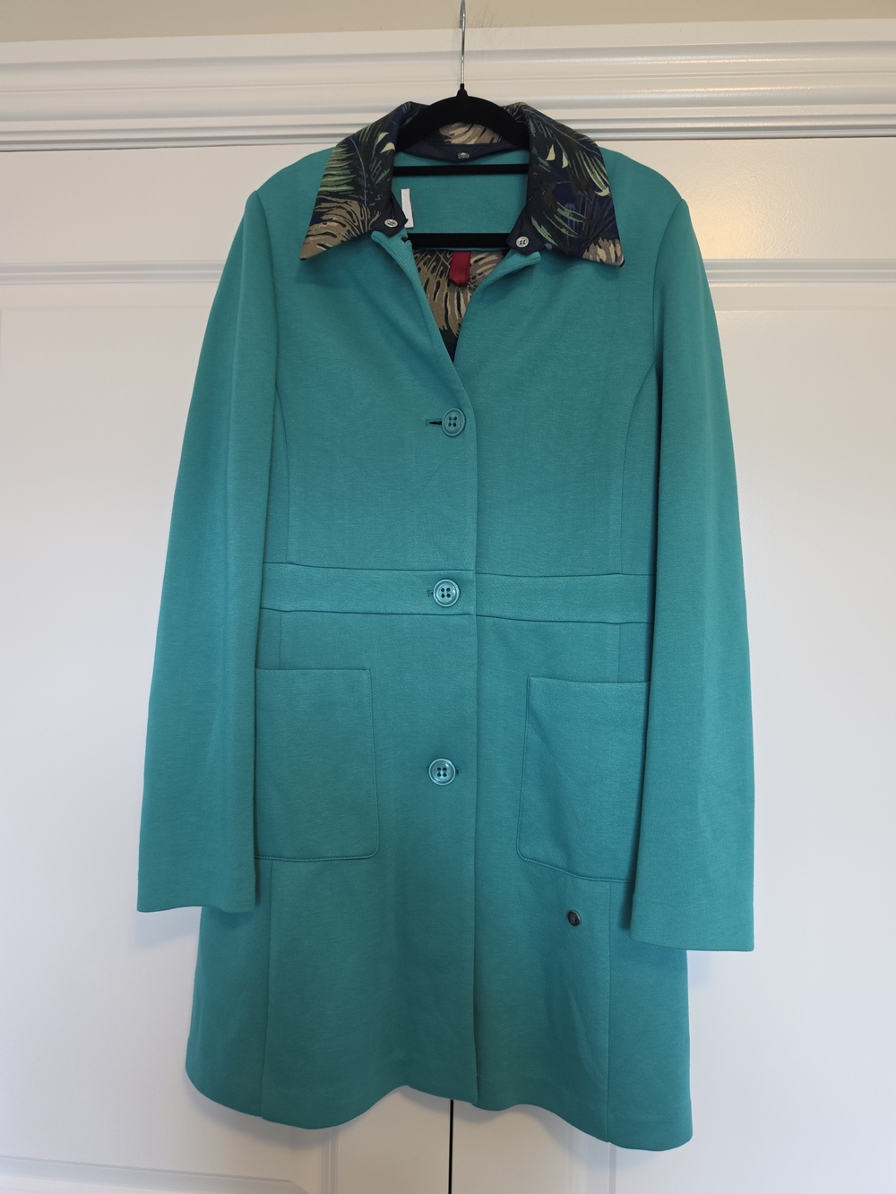 GEOSPIRIT ITALIAN VISCOSE KNIT COAT SIZE 42 TURQUOISE
